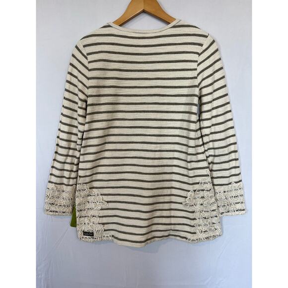 Matilda Jane Classic With A Twist Top Womens Size XS Striped Crochet Lace - Picture 3 of 7